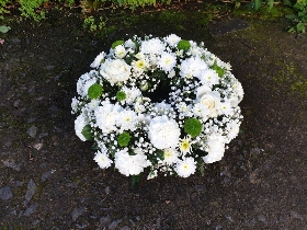 Whites and green wreath
