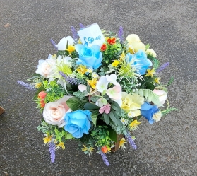 Azure artificial grave posy