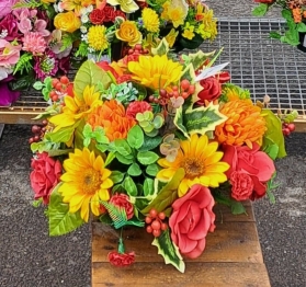 Sunflower autumn grave posy