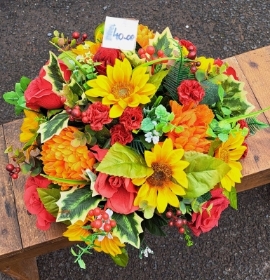 Sunflower autumn grave posy